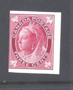 Canada # 69P NGAI 3c LEAF ISSUE QUEEN VICTORIA PROOF ON CARD BS27710