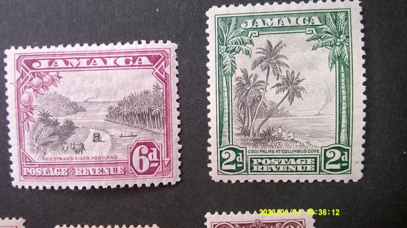 Jamaica 1929-1932 King George V Issue Scott# 103, 103a-108 Complete VF-XF MLH