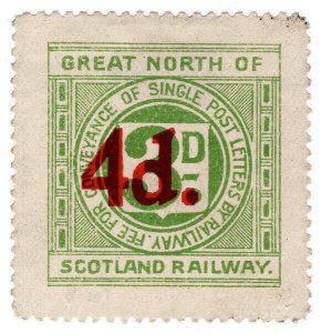 (I.B) Great North of Scotland Railway : Letter Stamp 4d on 2d OP 