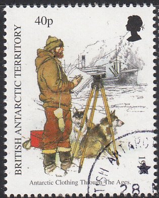 British Antarctic Territory 1998 used Sc #261 40p Man with tripod, ship Antar...