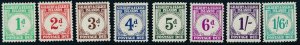 SG 1 -8 Gilbert and Ellice islands 1940 postage due set 1d - 1/6. Fine unmounted