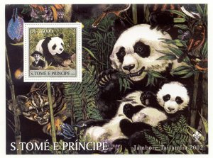 St Thomas & Prince Is. - 2003 MNH panda souvenir sheet #1509 cv $ 9.00
