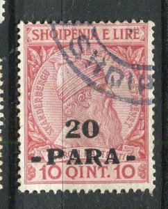 ALBANIA; 1914 early Skanderbeg surcharged issue used hinged 20pa. value