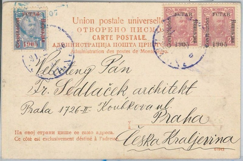 66009 - MONTENEGRO  - POSTAL HISTORY: POSTCARD to PRAGUE  1906