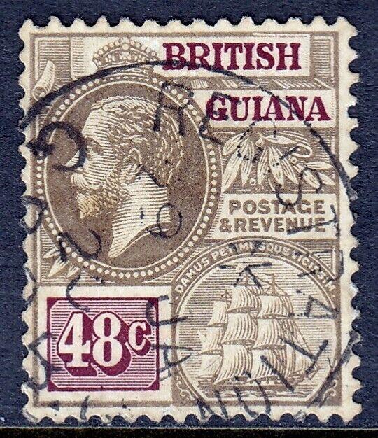 BRITISH GUIANA — SCOTT 185 (SG 266) — 1914 48¢ KGV CROWN CA — USED — SCV $21.00