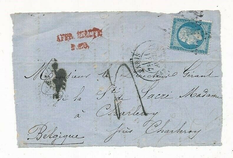 D052019 France Front of Cover 1864 Paris Charleroi Belgium