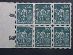 ​GERMANY 1921 SC#149 OVER 100 YEARS OLD STAMPS- FARMERS- PLATE BLOCKS OF 6-MNH