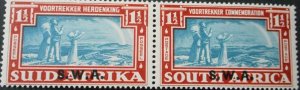 South West Africa 1938 Voortrekker One and a HalfPence pair SG 110 mint
