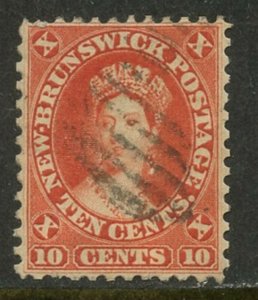 NEW BRUNSWICK Sc#9 1860 10c Queen Victoria Vermilion VF Used