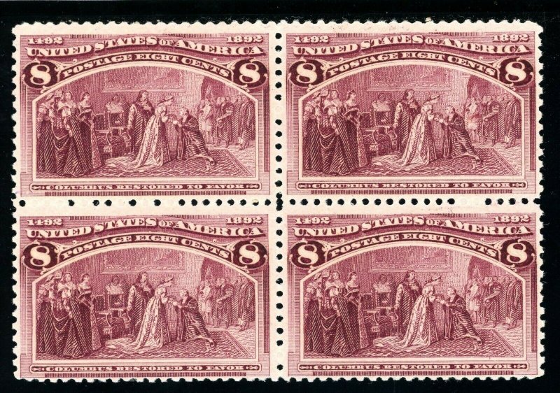 USAstamps Unused VF US 1893 Columbian Expo Block of 4 Scott 236 OG MNH