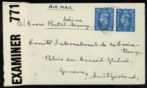 G.B.KG VI 1943? RED CROSS MESS SCHEM COVER WITH PAIR of SG 489 IN FAIR CONDITION