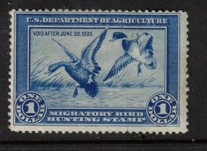 USA #RW1 Mint Fine Never Hinged - Some Nice Offset In Blue On Reverse