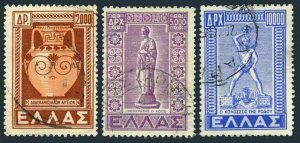 Greece 520-22,525-34,used. Return Dodecanese to Greece,1950.Castle,Statues,Vase.