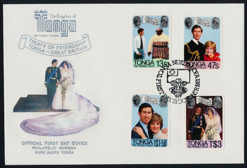 Tonga 485-8 on FDC Prince Charles, Princess Diana, Wedding, King Taufa'ahau