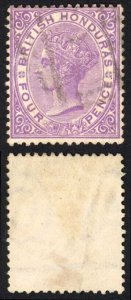 British Honduras 4d Mauve wmk Letters AO FINE USED