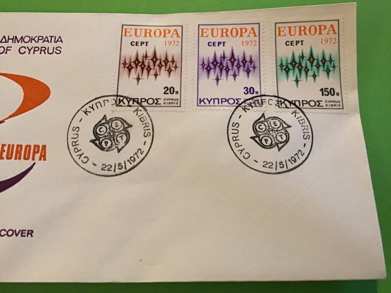 Cyprus First Day Cover Europa Cept 1972  Stamp Cover R43186