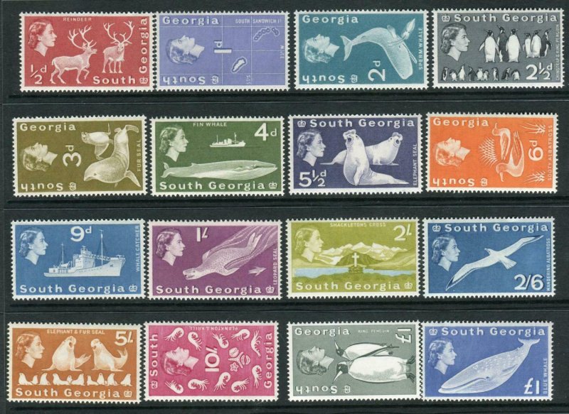 SOUTH GEORGIA-1963-9 An unmounted mint set to £1 Sg 1-16