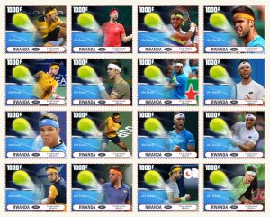 Stamps.  Sports Tennis Czech Players 2024 year , 16 stamps perforated