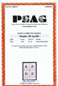 MOstamps - US #832g Mint OG NH PB Bright Magenta Grade 95 PSAG Cert-Lot #MO-3444 