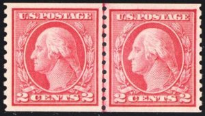 453, Mint VLH (Looks NH) 2¢ XF/Sup Coil Line Pair - PFC Certified * Stuart Katz