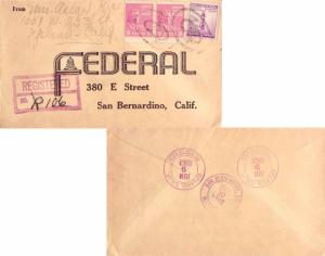 United States California Upland Registered 1942 violet double ring  9c Harris...