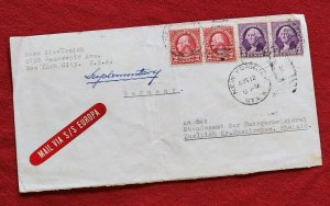 US Airmail Cover envelope air Mail Via S/S Europa NYC USA to Germany 1920s