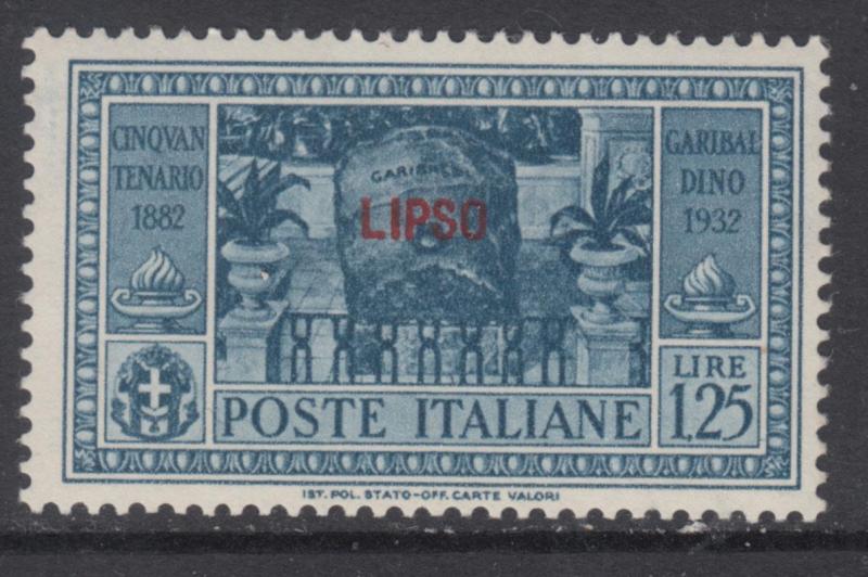 ITALY - Egeo - Lipso  MH* Garibaldi 1,25 Lire
