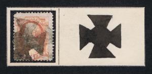 NICE STRIKE OF OUTLINED MALTESE CROSS FANCY CANCEL ON GENUINE SCOTT #186