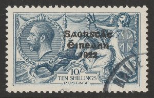 IRELAND 1925 Free State on KGV Seahorses 10/- dull grey-blue narrow date. 