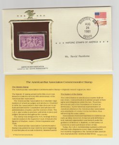 1022 American Bar Association w/ Historic Stamps America Commemorative Cover