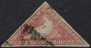 CAPE OF GOOD HOPE 1855 TRIANGLE 1D PERKINS BACON PRINTING USED 
