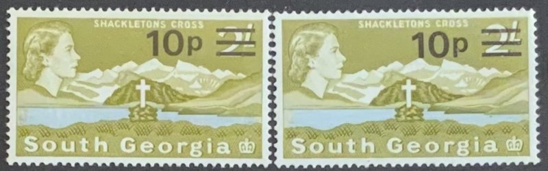 SOUTH GEORGIA 1977/8  SURCHARGES 10p SG63 SG63w UNMOUNTED MINT