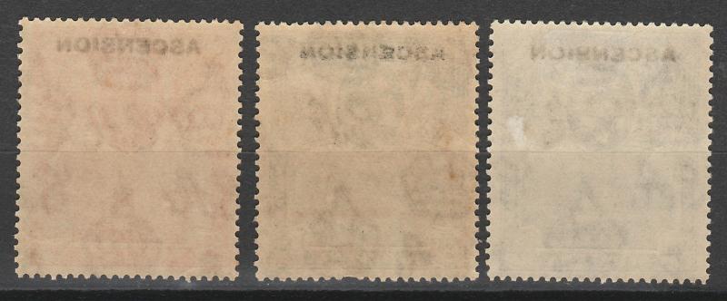 ASCENSION 1922 KGV OVERPRINTED PICTORIAL 11/2D 2D AND 3D 