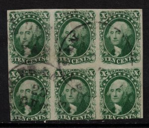USA #14 Used Block Of Six With San Francisco CDS Cancels **With Certificate**