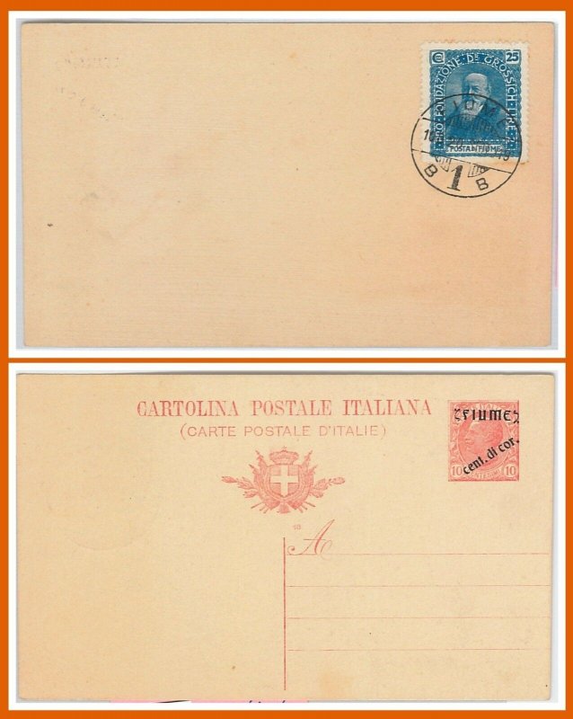 ITALIA: FIUME - Storia Postale: Sass. 74 su INTERO POSTALE con annullo FDC 1919