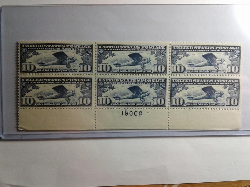 SCOTT # C 10 AIR MAIL PLATE BLOCK OF 6 MNH GREAT CENTERING / NICE PLATE # 19,000