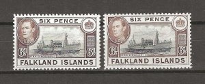 FALKLAND ISLANDS 1938/50 SG 155, 155a  MNH