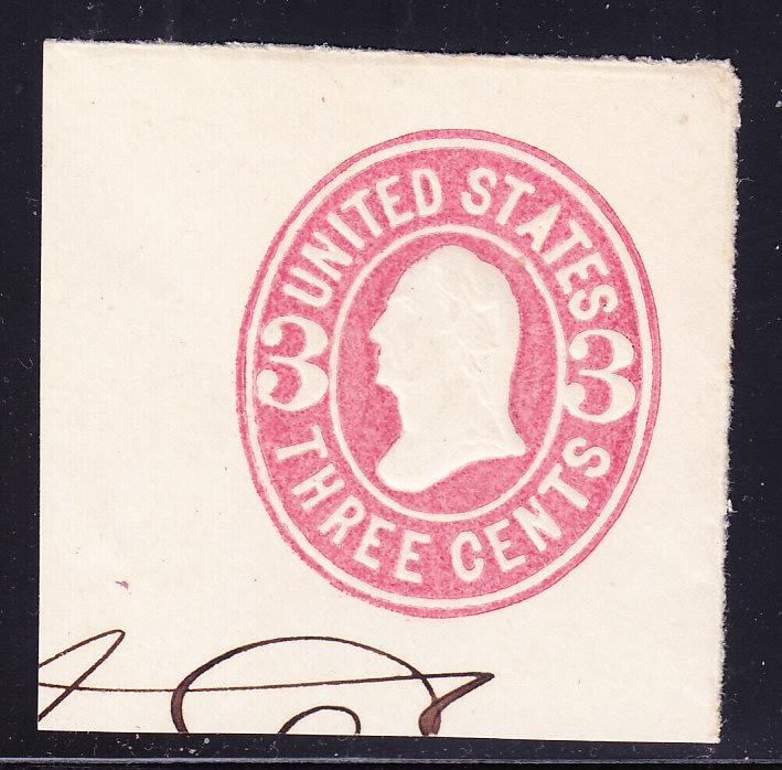 U.S. Cut Square 1864-65 U58 3 cent pink  VF