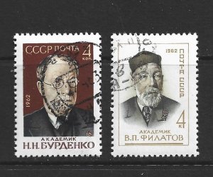 RUSSIA - 1962 SCIENTISTS AND ACADEMICIANS - SCOTT 2658 TO 2659 - USED