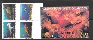 ECUADOR Sc 1670-3 NH issue of 2003 - GALAPAGOS - SEA LIFE