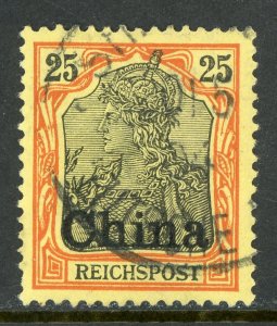 China 1901 Germany 25pf Germania Michel 19 (Sc #28) Hankau Cancel E696