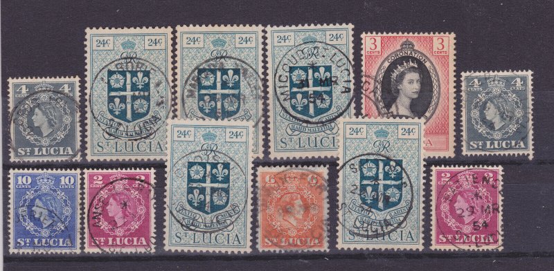 ST LUCIA 12 different village postmarks