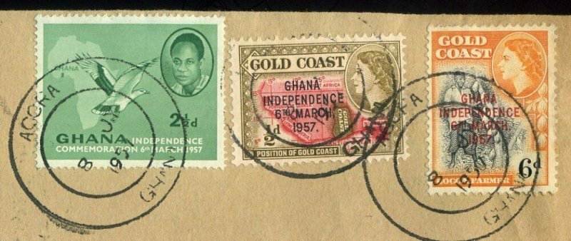 Ghana 1957 Registered Accra B 2½d Ghana ½d & 6d QEII Independence