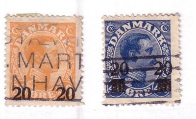 Denmark Sc 176-7 1926 20 ore surcharge stamps used