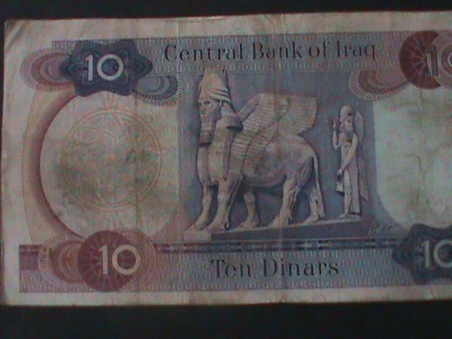 IRAQ-CENTRAL BANK OF IRAQ-10 DINARS CIRCULATED VERY OLD-ANTIQUE BANK NOTE-VF