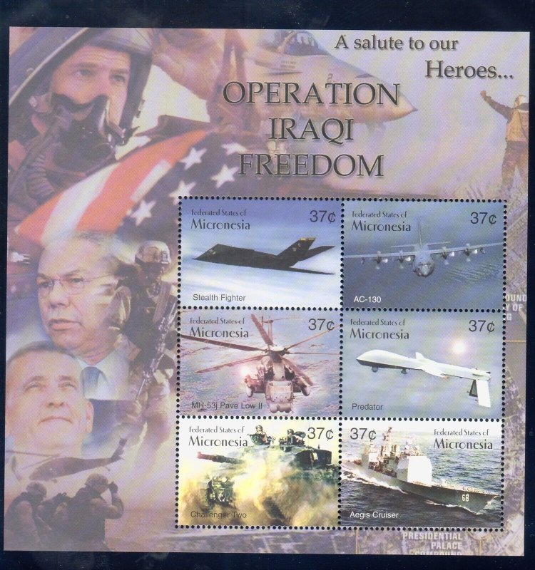 MICRONESIA Sc 545-6 NH 2 MINISHEETS OF 2003 - WAR IN IRAQ - (JO23)