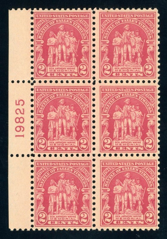 US Stamp #680 Battle of Fallen Timbers 2c - Plate Block of 6 - MNH CV $30.00