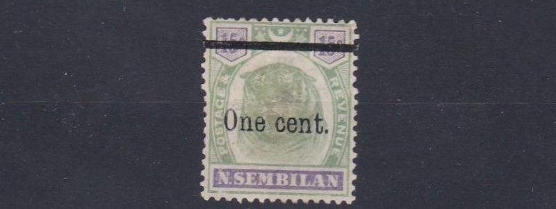 NEGRI SEMBILAN  1898 - 1900    S G 15  1C ON 15C  UNUSED NO GUM   CAT £110