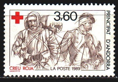 Andorra. 1989. 401. Red cross, medicine, wounded soldiers. MLH.