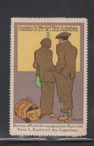 France -  Austrian State Railways Advertising Stamp, Couple with Luggage- MH OG 